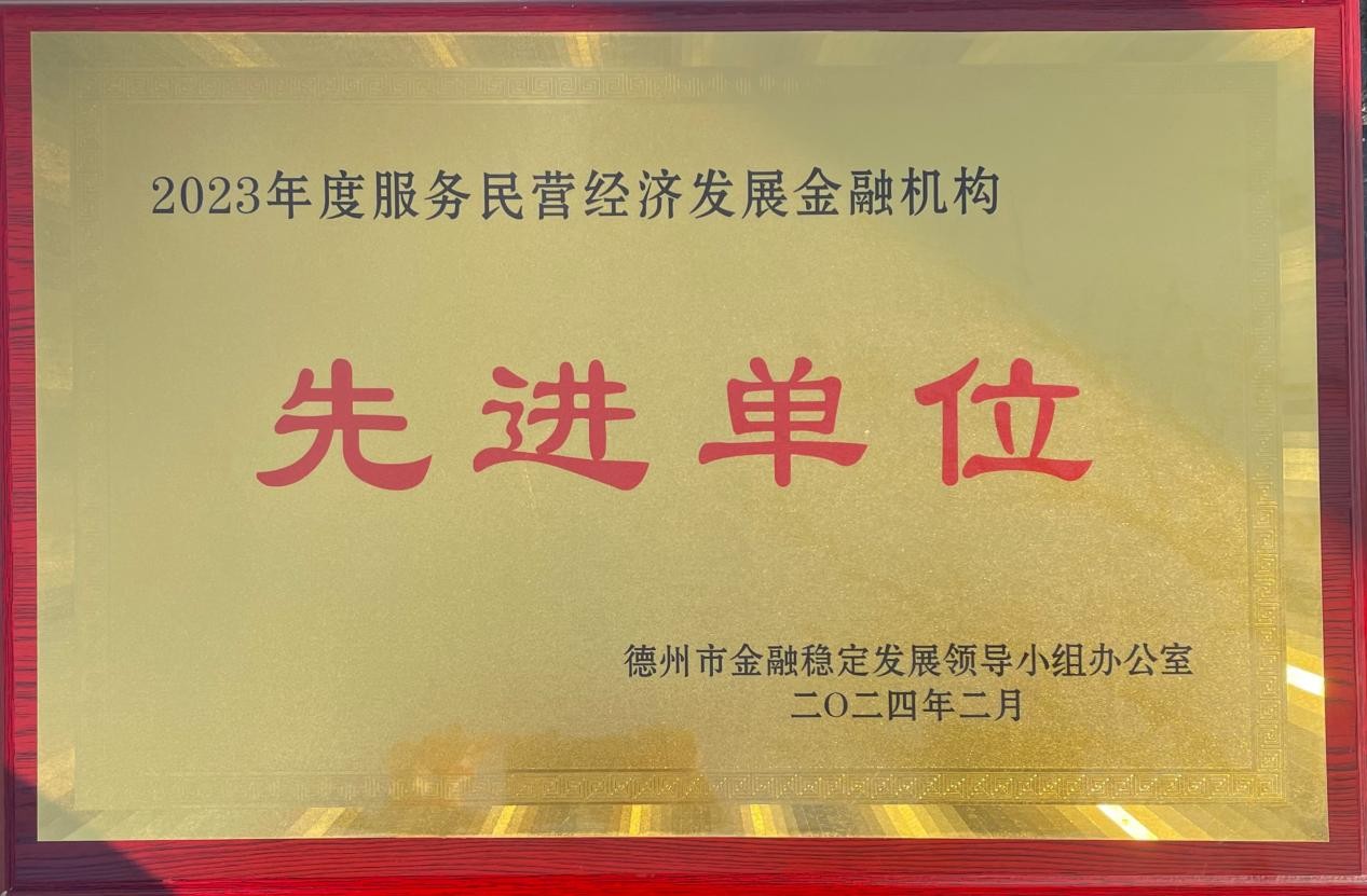 齊魯股交榮獲德州市2023年度服務(wù)民營(yíng)經(jīng)濟(jì)發(fā)展金融機(jī)構(gòu)先進(jìn)單位稱號(hào)